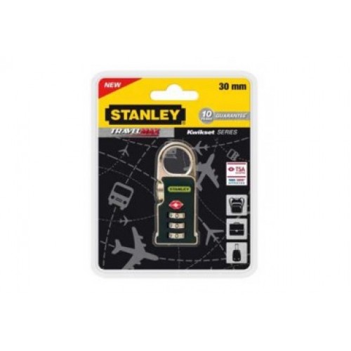 S742-062 Stanley 3 Şifreli Siyah 30mm Zinc Klipsli  Asma Kilit