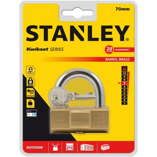 S742-048 Stanley Katı Prinç 70mm Varil Tipi  Asma Kilit,Kilit, Kelepçe Kilidi