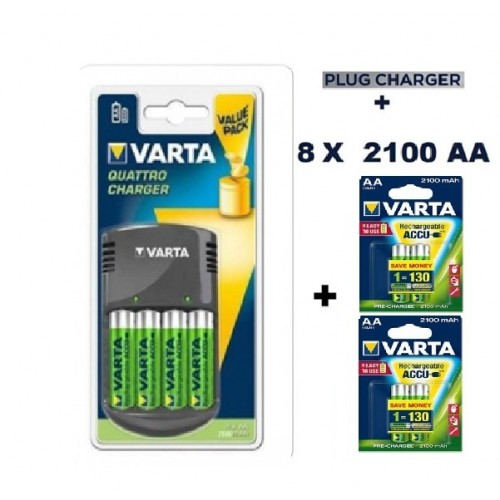 Varta 57617 Quatro Pil Şarj Cihazı + Varta 2100 mAh Pil 4'lü + 4 AAA Pil Varta 57617 Quatro Pil Şarj Cihazı + Varta 2100 mAh Pil 4'lü + 4 AAA Pil