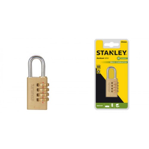 S742-052 Stanley 4 Şifre Pirin 30mm [Güv.Göster. Asma Kilit